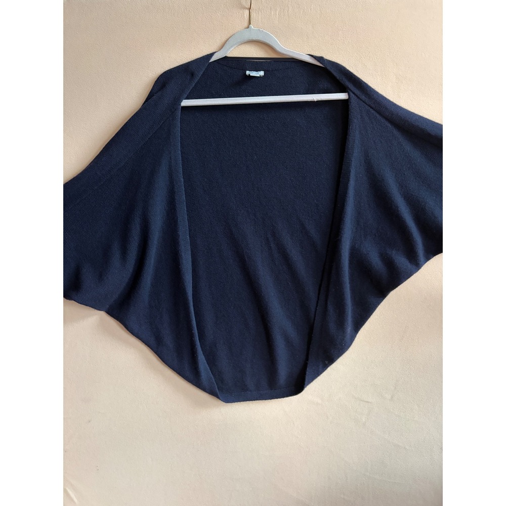 Jigsaw Cardigan Women OS Navy Blue Wool Cashmere Blend Batwing Cocoon Italy